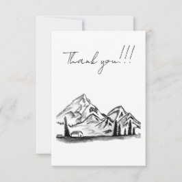 Cartão De Agradecimento esboço em preto e branco de Montanhas