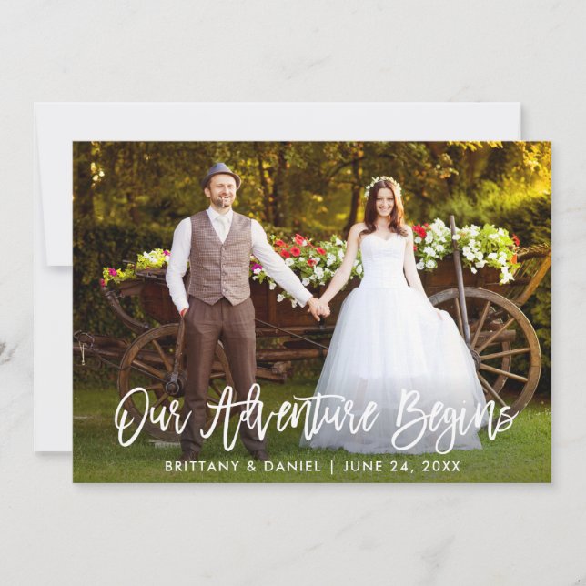 Cartão De Agradecimento Esboço Escoteiro Nossa Aventura Começa Casamento (Frente)