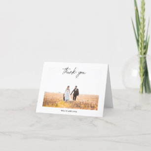 Cartão De Agradecimento Escrita à Mão Moderna Chic Fotografia de Casamento