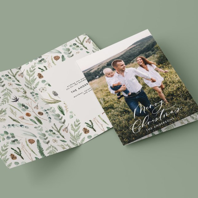 Cartão De Agradecimento Escrita elegante de Natal com mínimo de 1 fotograf (Criador carregado)