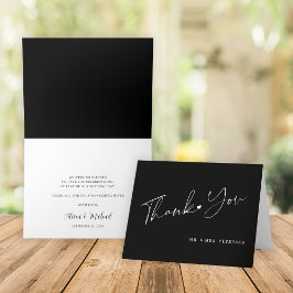 Cartão De Agradecimento Escrita elegante, obrigado de casamento negro mode