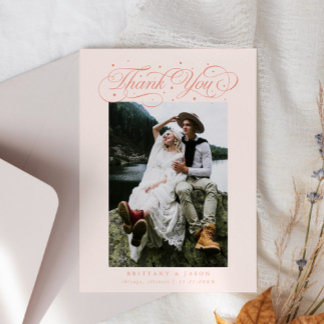 Cartão De Agradecimento Escrita Legante Ponto de Casamento da Tipografia