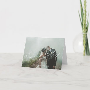 Cartão De Agradecimento Escrito Elegante Casamento Personalizado De Fotos
