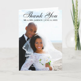Cartão De Agradecimento Escrito Elegante Obrigado Foto De Casamento.