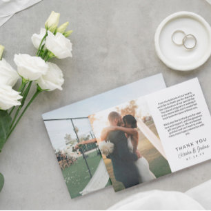 Cartão De Agradecimento Escrito Romântico Mensagem Impressa Casamento Obri