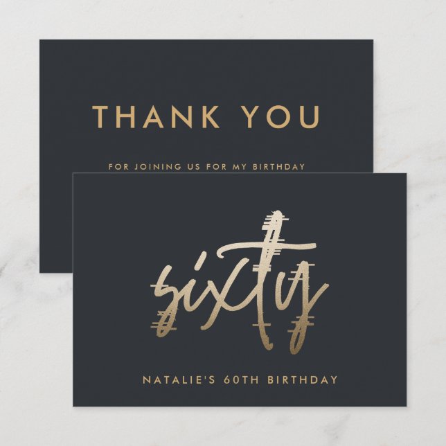 Cartão De Agradecimento Escrito simples de na moda elegante do aniversário (Frente/Verso)