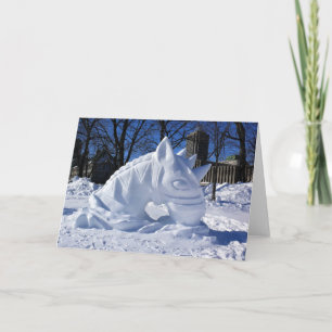 Cartão De Agradecimento Escultura de neve em cavalos, Quebec, Canadá