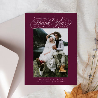 Cartão De Agradecimento Escuridão Elegante Pontos De Tipografia De Casamen