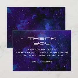 Cartão De Agradecimento Espaço aquoso e estrelas. Aniversário do Planetari