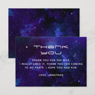 Cartão De Agradecimento Espaço aquoso e estrelas. Aniversário do Planetari