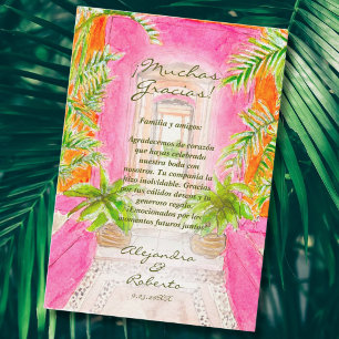 Cartão De Agradecimento Espanhol, Aquarela Casamento no Destino Mexicano