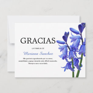 Cartão De Agradecimento Espanhol Bluebells Gracias Simpatia Obrigado