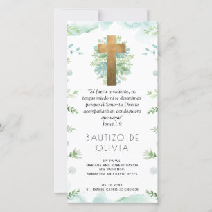 Cartão De Agradecimento Espanhol, Turquoise Greenery Baptism Bookmark Favo