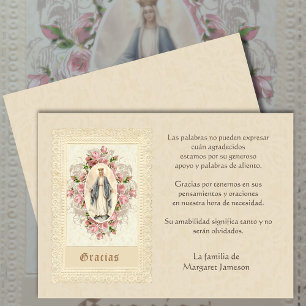 Cartão De Agradecimento Espanhola Mary Católica Obrigado Condolências