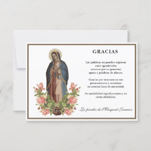Cartão De Agradecimento Espanhola Mary Guadalupe Obrigado Condolência