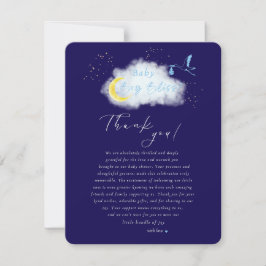 Cartão De Agradecimento Especial de Tempestade de Bebê Starlit Blue Midnig