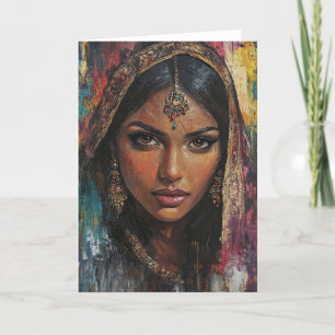 Cartão De Agradecimento Espiral Colorida da Mulher Indiana Radiante