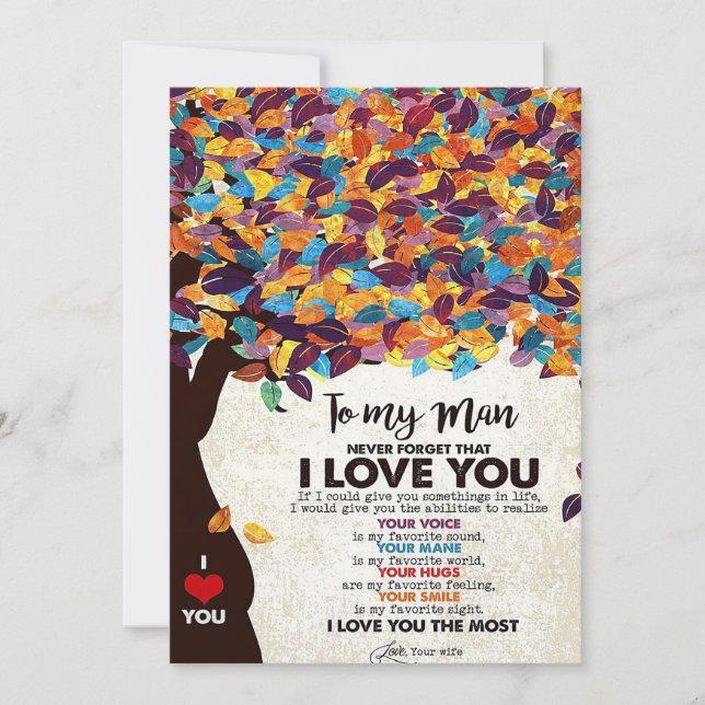 Cartão De Agradecimento Esposa Arte Para Meu Marido Eu Amo Marido (Frente)