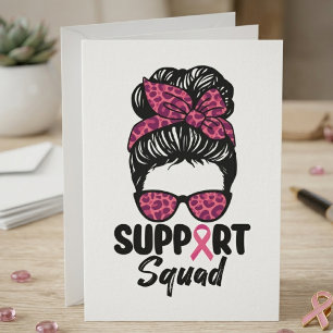 Cartão De Agradecimento Esquadrão de Apoio Messy Bun Pink Ribbon Warrior