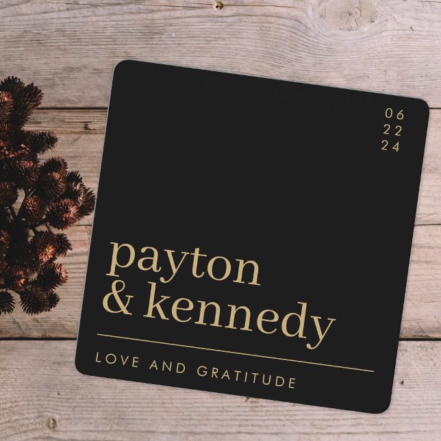 Cartão De Agradecimento Esquadrão Na moda simples elegante preto e chic Do (Criador carregado)