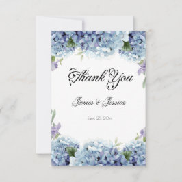 Cartão De Agradecimento Esqueça-Me-Não Flores Aquarela Elegante