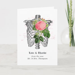 Cartão De Agradecimento Esqueleto Floral Caprichoso Obrigado Casamento Gót