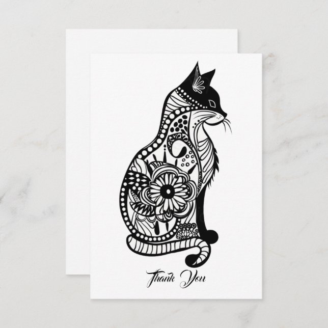 Cartão De Agradecimento Esquema de gato bonito II (Frente/Verso)