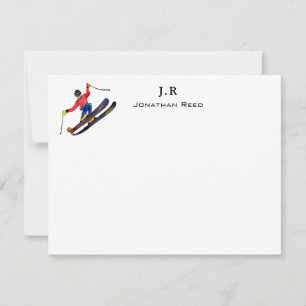 Cartão De Agradecimento Esqui personalizado de aquarela