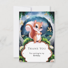 Cartão De Agradecimento Esquilo Mágico de Aquarela de Aniversário