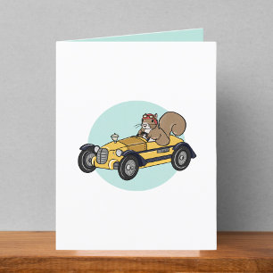 Cartão De Agradecimento Esquilo no Vazio de Carro Race Vintage