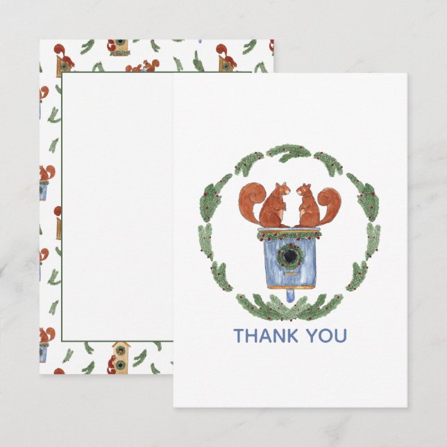 Cartão De Agradecimento Esquilos Fofos  (Frente/Verso)