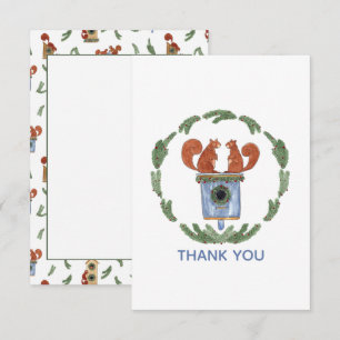 Cartão De Agradecimento Esquilos Fofos 