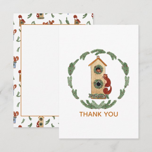 Cartão De Agradecimento Esquilos Reproduzíveis (Frente/Verso)