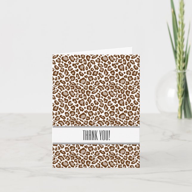 Cartão De Agradecimento Estampa de leopardo Obrigado (Frente)
