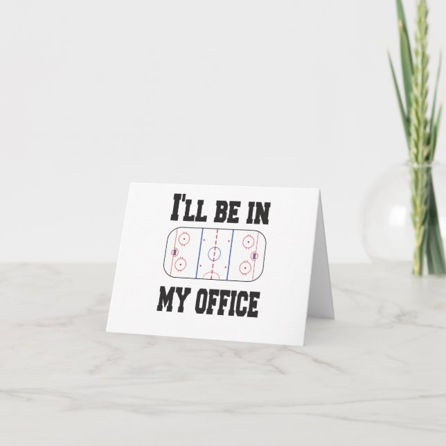 Cartão De Agradecimento Estarei no meu escritório Hockey (Frente)