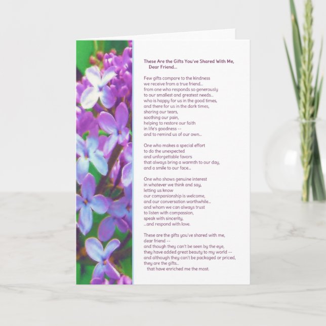 Cartão De Agradecimento Estes são os presentes que você compartilhou...Ami (Frente)