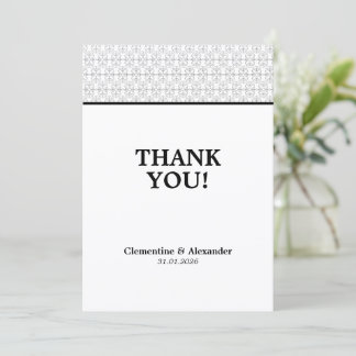 Cartão De Agradecimento Estilo Art Déco Elegante Preto e Branco