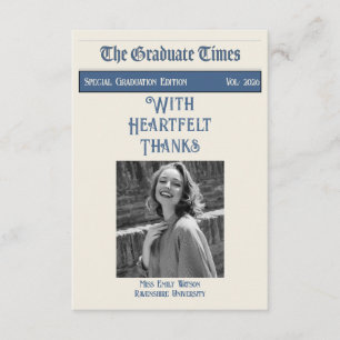 Cartão De Agradecimento Estilo clássico de jornal vintage para formatura 2