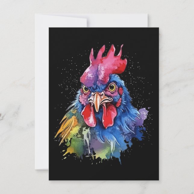 Cartão De Agradecimento Estilo de Aquarela de Galinha do País Rooster (Frente)