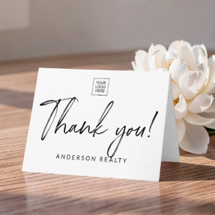 Cartão De Agradecimento Estilo de Assinatura Logotipo Personalizado Negóci