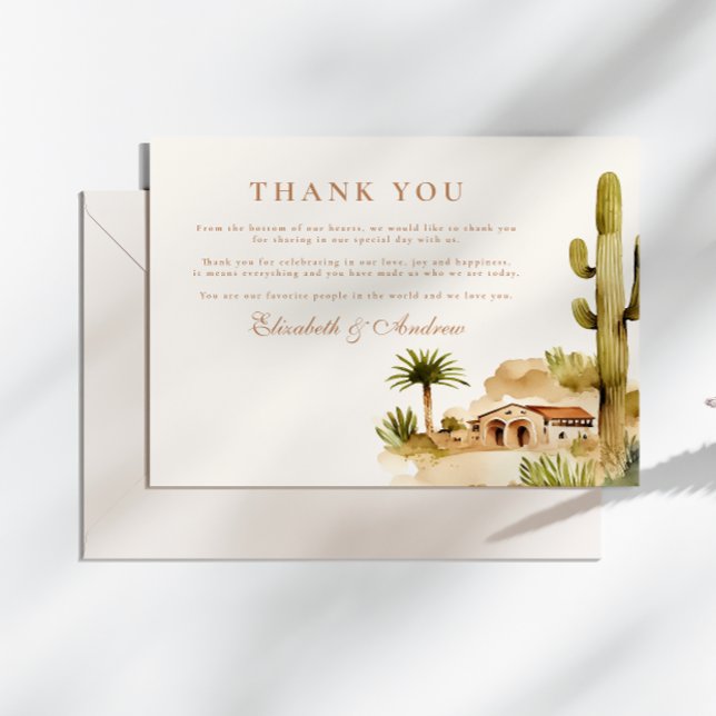 Cartão De Agradecimento Estilo de Casamento de Desert Hacienda (Criador carregado)