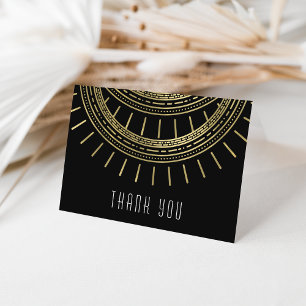 Cartão De Agradecimento Estilo Dourado de Deco de Arte Preto e Preto Obrig