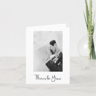 Cartão De Agradecimento Estilo manuscrito preto e branco de foto simples