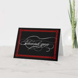 Cartão de Agradecimento Estilo Poster Vermelho e P