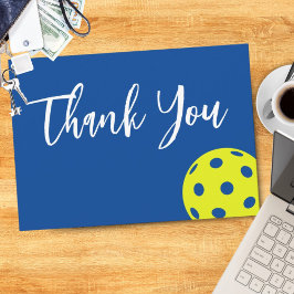 Cartão De Agradecimento Estilo Retro Neon Blue Themed Pickleball Birday