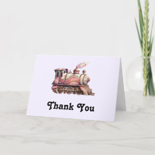 Cartão De Agradecimento Estilo Steampunk Da Vintagem Do Motor De Comboio R