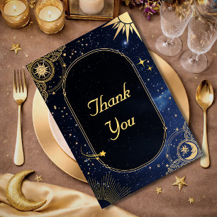 Cartão De Agradecimento Estrela cadente azul Bodas celestiais do sol e da 