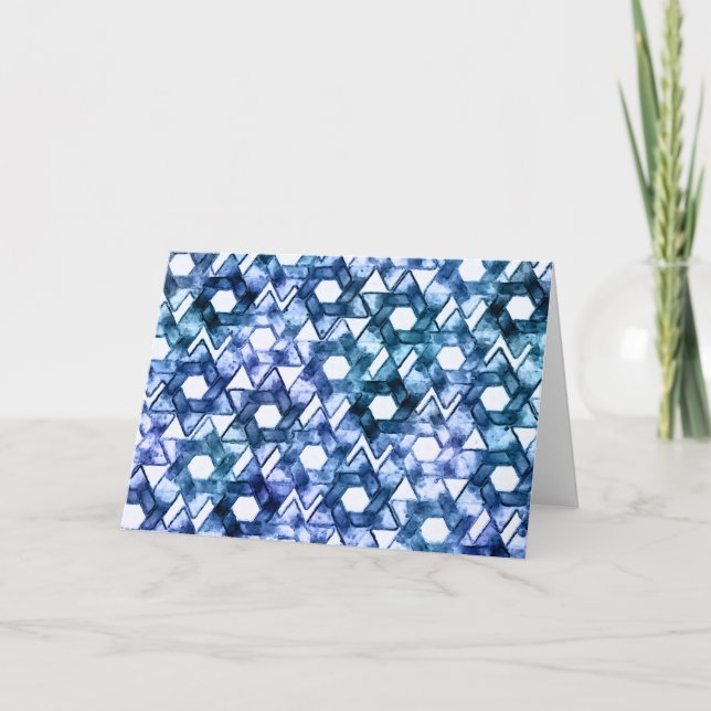 Cartão De Agradecimento Estrela de David Damask Obrigado (Frente)