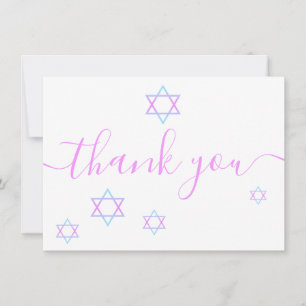 Cartão De Agradecimento Estrela de David Modern Pink Roda Mitzvah