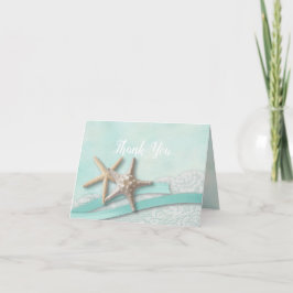Cartão De Agradecimento Estrela-do-mar Aqua e Fita Obrigado